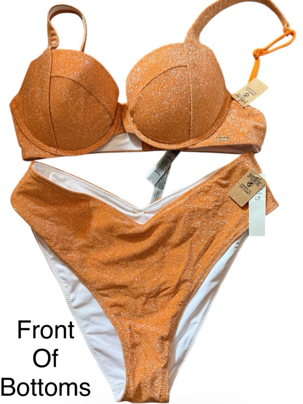 PINK Victoria's Secret Metallic Orange Glitter Bikini Set - Picture 2 of 6